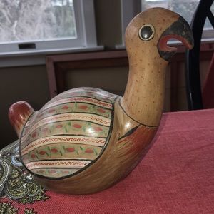 Vintage rare Parrot turtle Mexican folk pottery